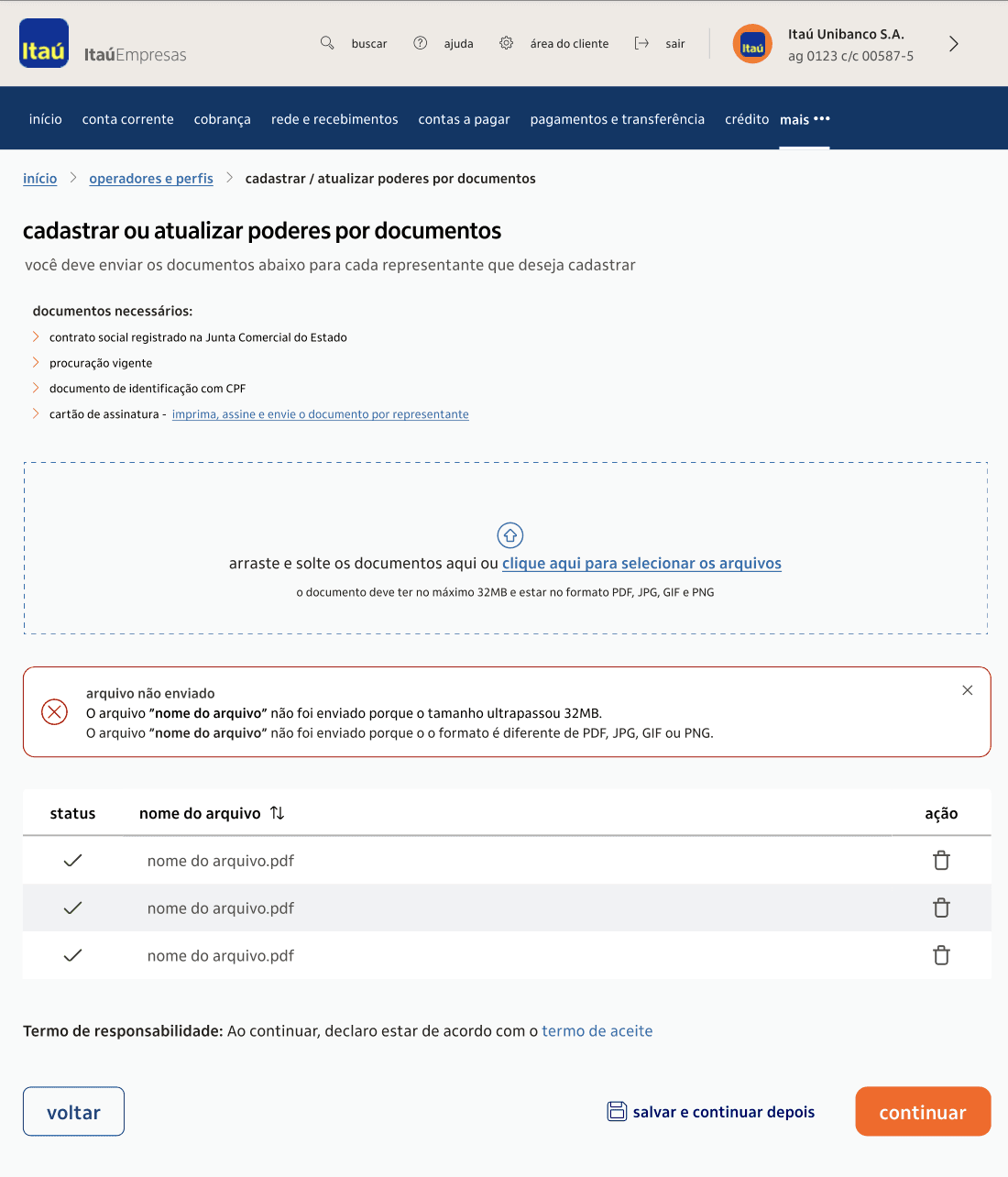 Consulta otimizada: informações detalhadas e ações de continuidade.