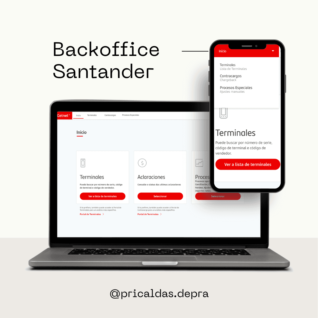 Projeto Getnet · Santander / PagoNxt: interface da plataforma