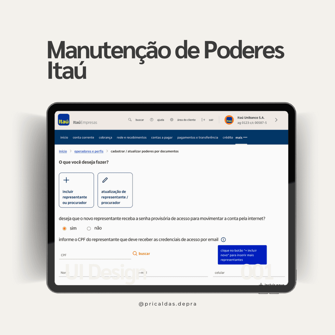 Projeto Itaú BBA: interface da plataforma