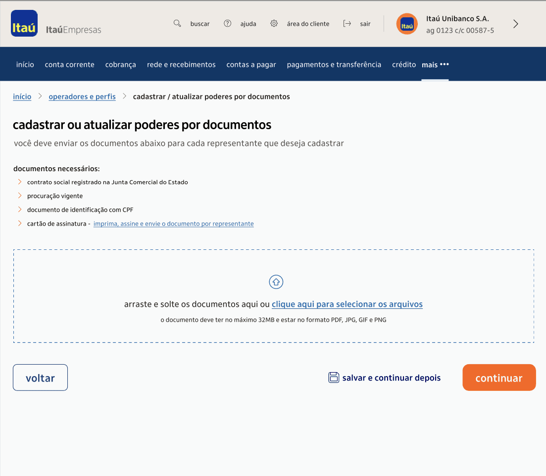 Envio de documentos: sequência mais simples para a manutenção de poderes.